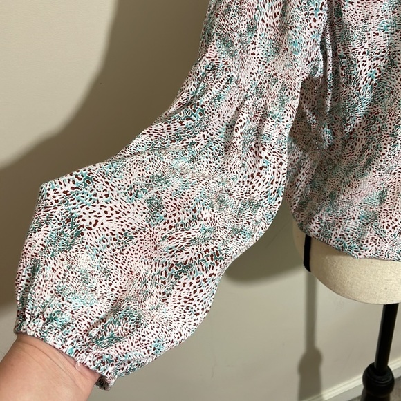 Poupette St. Barth Viscose Puff Sleeve V-neck Pull Over Blouse Sz. Small - Picture 10 of 14